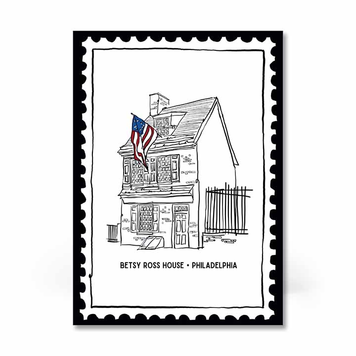 Betsy Ross House Stamp Postcard (5"x7")