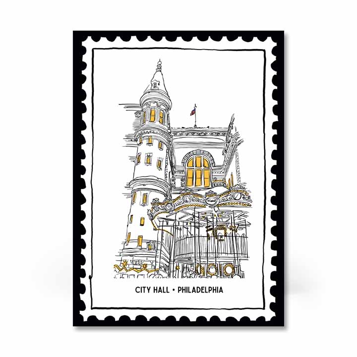 Holiday City Hall Stamp Postcard (5"x7")