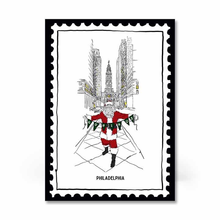 Go Birds Santa Stamp Postcard (5"x7")