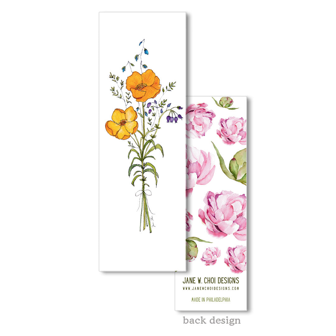 Tangerine Wildflower Bookmark