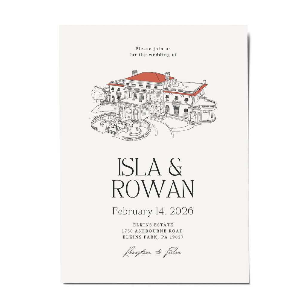 Custom Wedding Venue Illustration (digital file + 8"x10" art print)