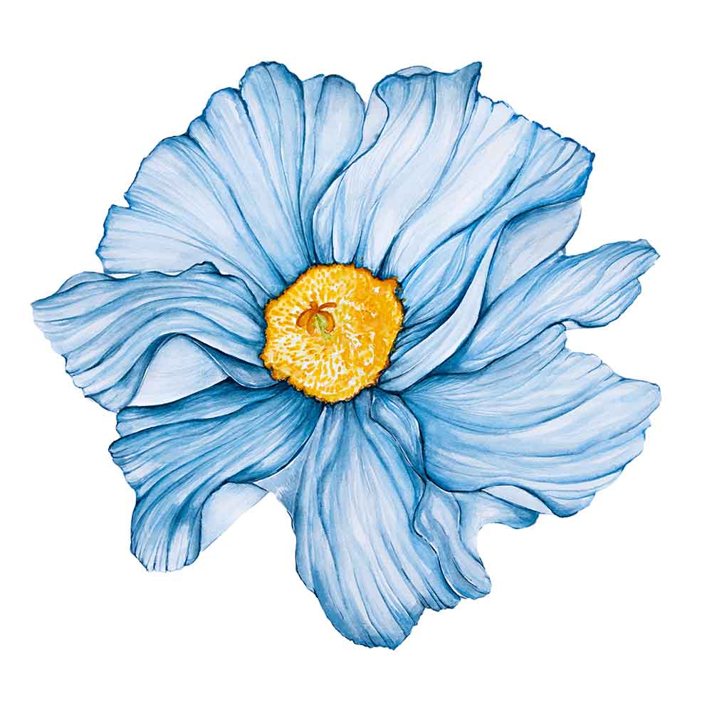 Blue Ocean Flower Print