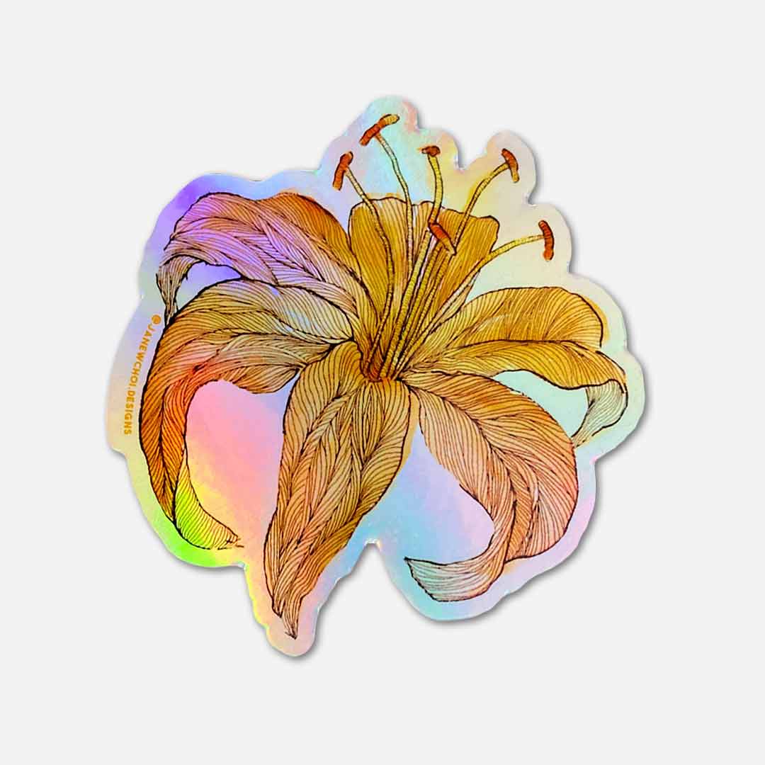 lily flower stickers Holographic Tiger Lily Sticker – Jane W. Choi Designs